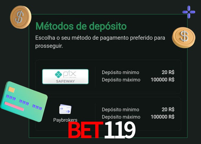 O cassino bet119 oferece uma grande variedade de métodos de pagamento